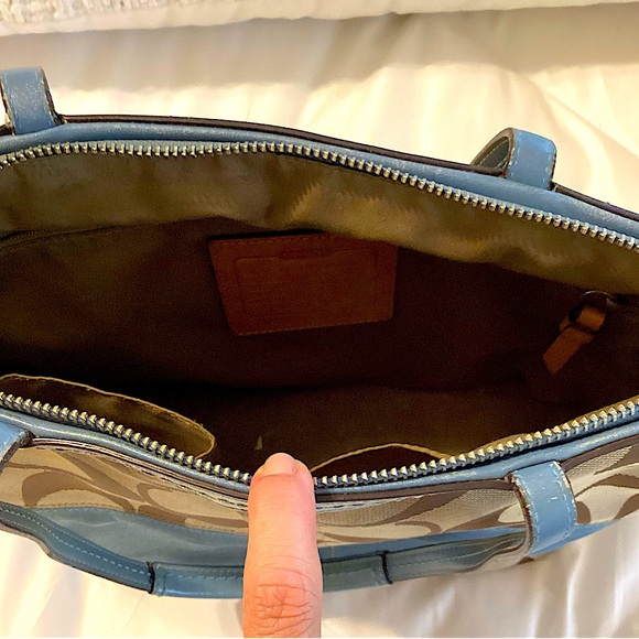 Coach Shoulder Bag, Brown/Blue, Zip Closure - Picture 6 of 6